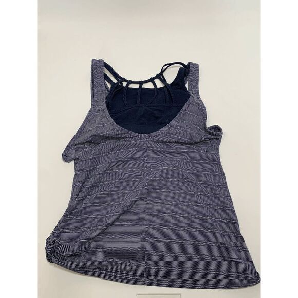 Athleta Women's Strappy Striped Built In Bra Workout Active Tank Top Blue XS - Picture 7 of 9